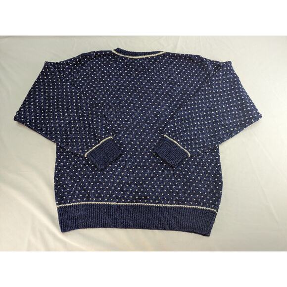 Vintage Eddie Bauer Sweater Mens XL/L Blue Crewneck Cotton Made USA 90s Knit - Picture 11 of 11